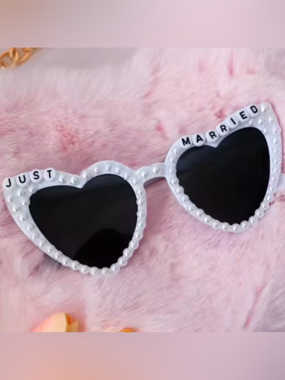 Macy's White Pearl-Trim Heart Sunglasses with Black Lenses